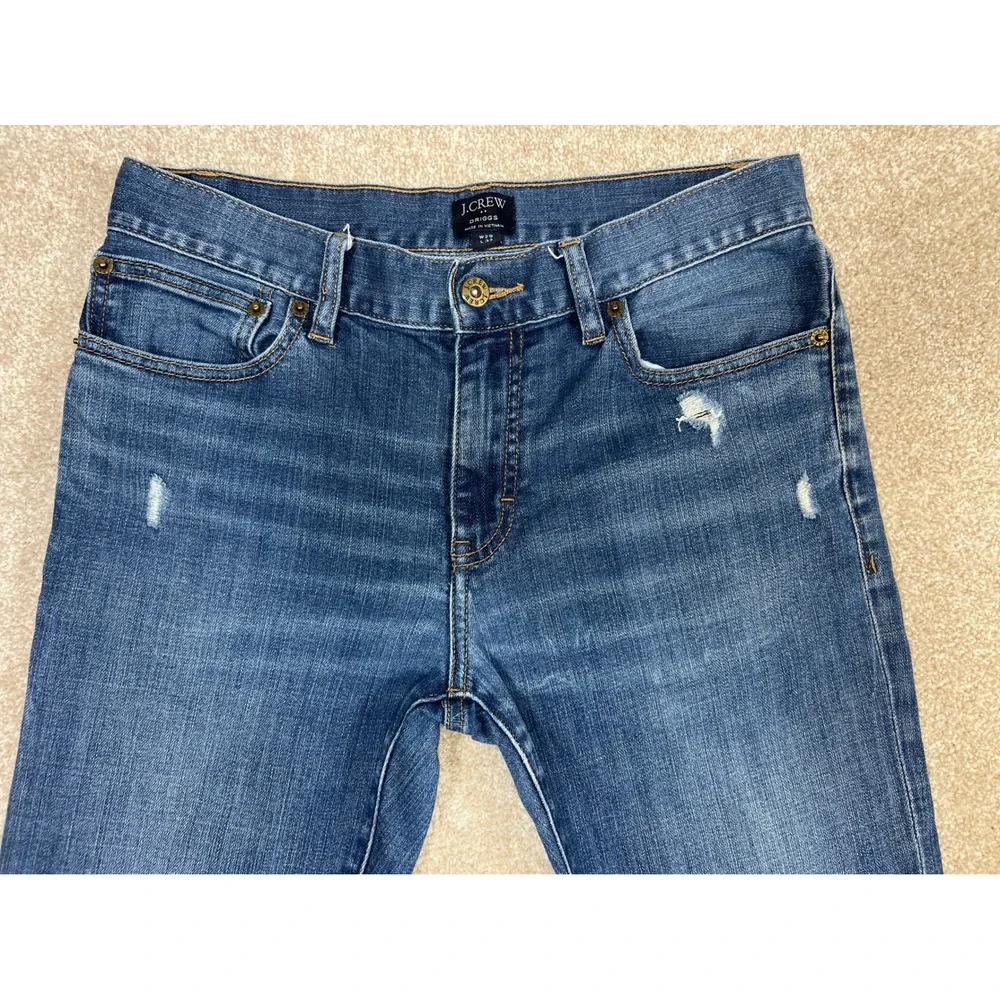 J Crew Driggs Slim Fit Jeans Mens 29x32‎ Blue Denim Distressed Pockets